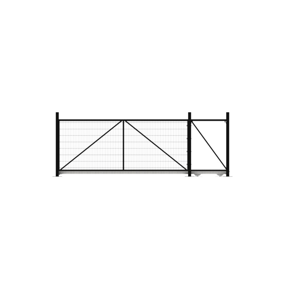 Cantilever Sliding Mesh Gate - 1.8H x 4m Black With Track & Accessories - RH Open