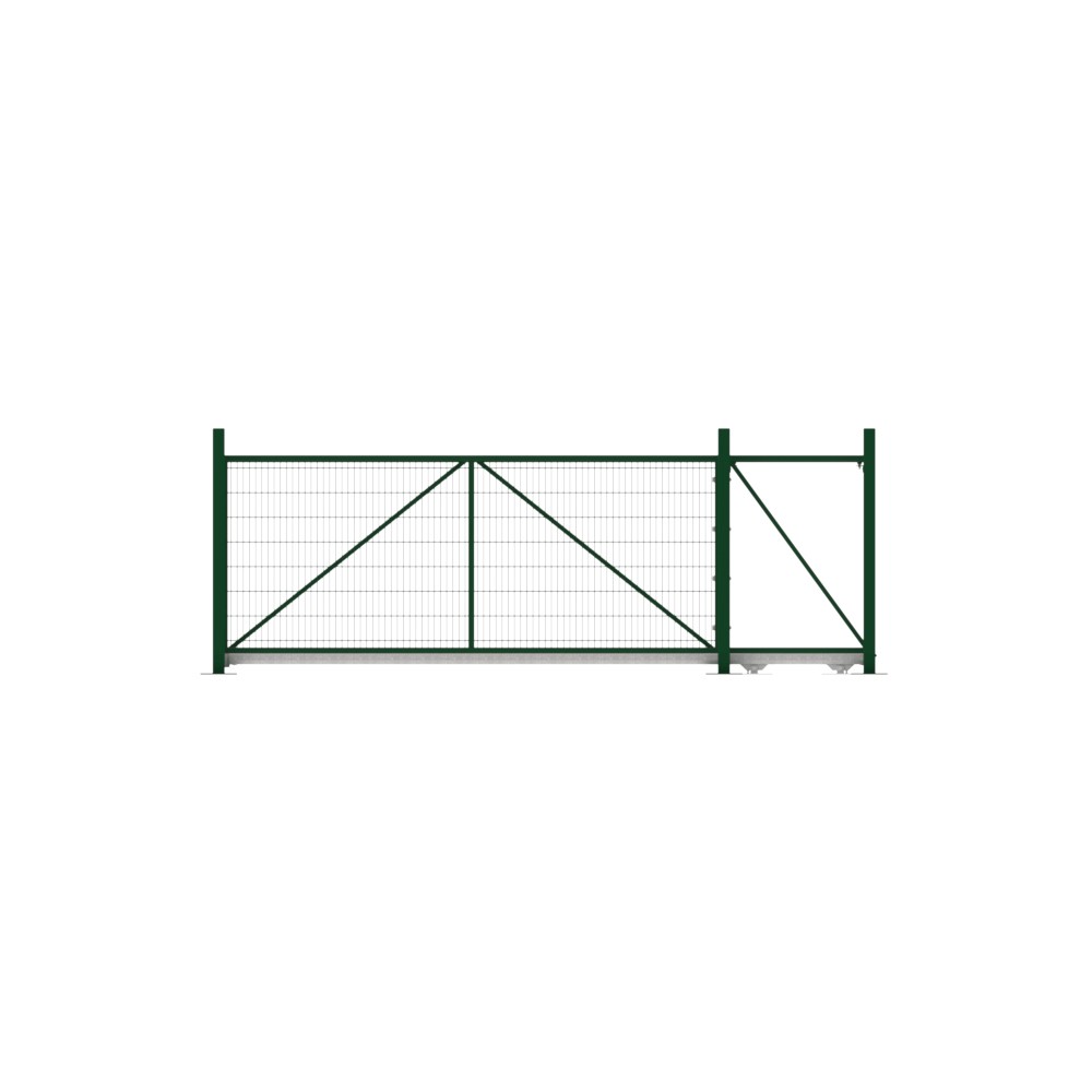 Cantilever Sliding Mesh Gate - 1.8H x 4m Green With Track & Accessories - RH Open