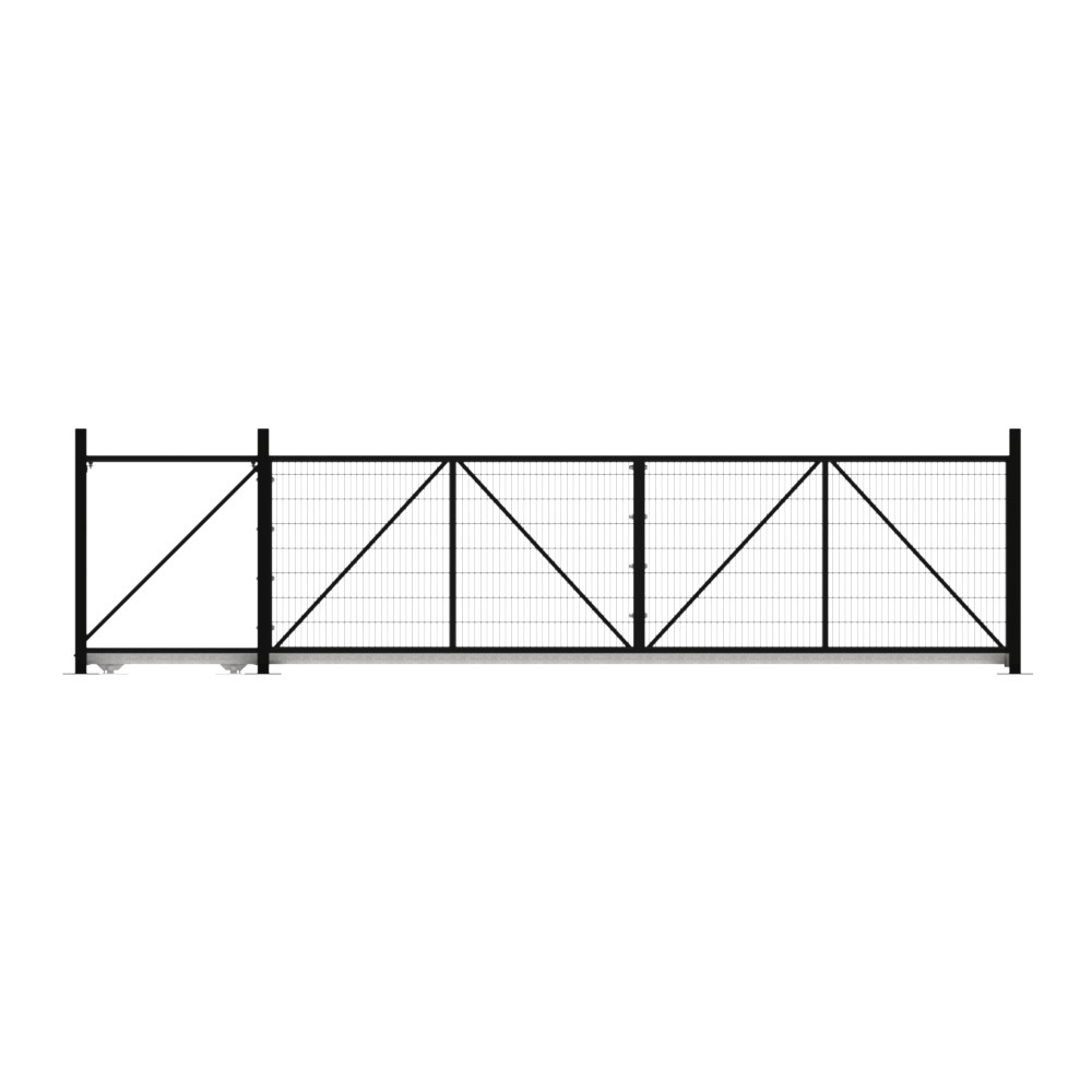 Cantilever Sliding Mesh Gate - 1.8H x 6m Black With Track & Accessories - LH Open