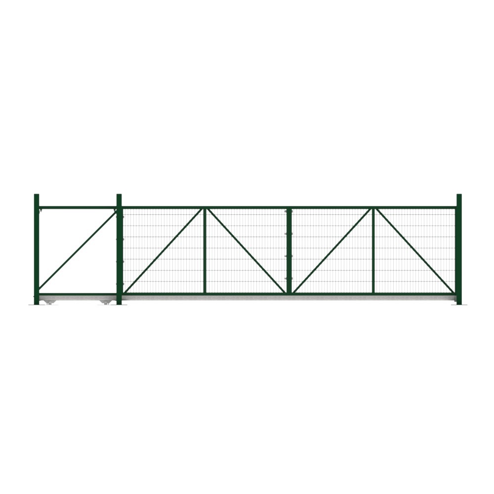 Cantilever Sliding Mesh Gate - 1.8H x 6m Green With Track & Accessories - LH Open