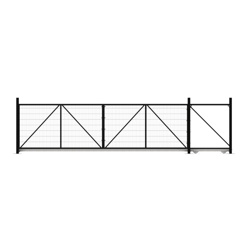 Cantilever Sliding Mesh Gate - 1.8H x 6m Black With Track & Accessories - RH Open