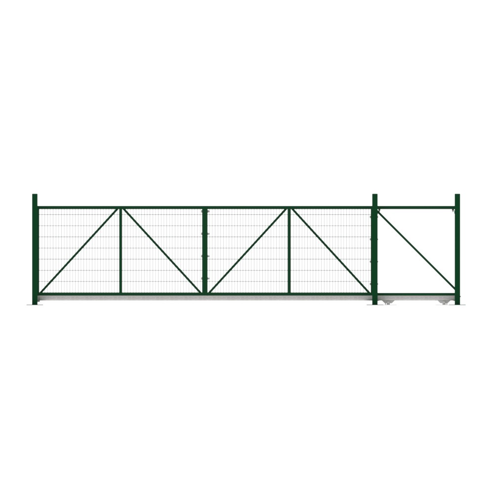 Cantilever Sliding Mesh Gate - 1.8H x 6m Green With Track & Accessories - RH Open