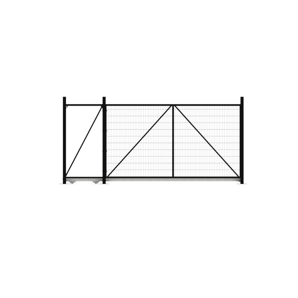 Cantilever Sliding Mesh Gate - 2.4H x 4m Black With Track & Accessories - LH Open