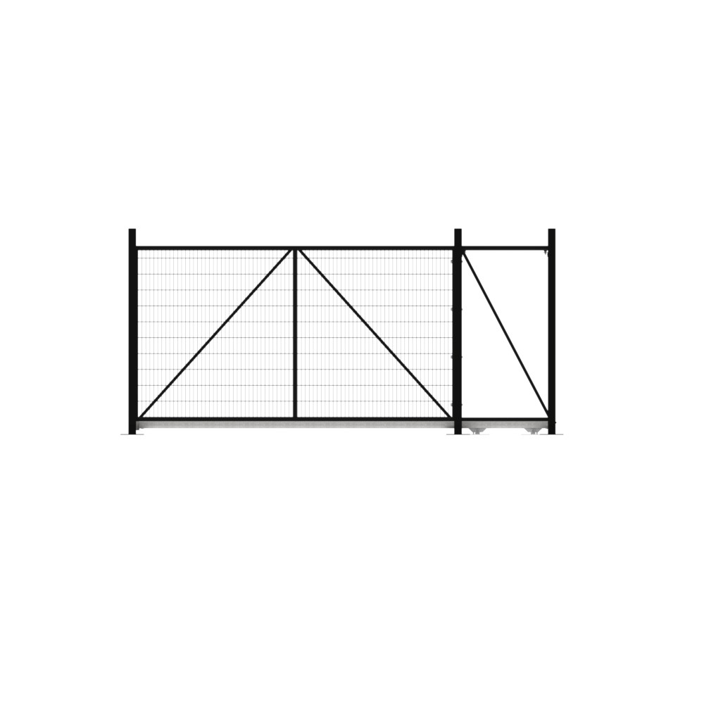 Cantilever Sliding Mesh Gate - 2.4H x 4m Black With Track & Accessories - RH Open