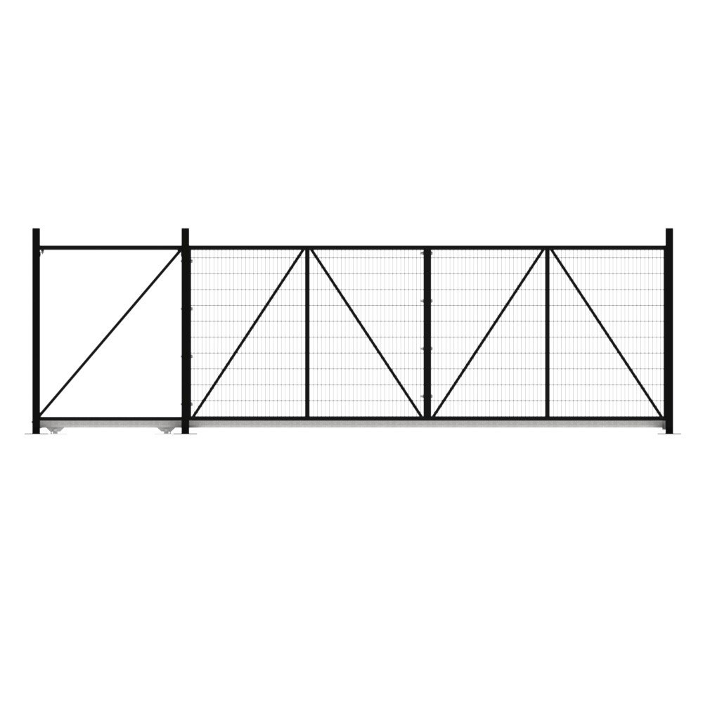Cantilever Sliding Mesh Gate - 2.4H x 6m Black With Track & Accessories - LH Open