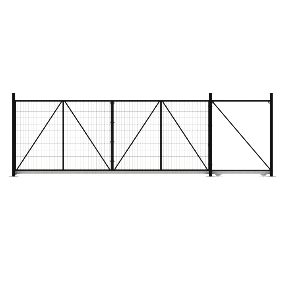 Cantilever Sliding Mesh Gate - 2.4H x 6m Black With Track & Accessories - RH Open