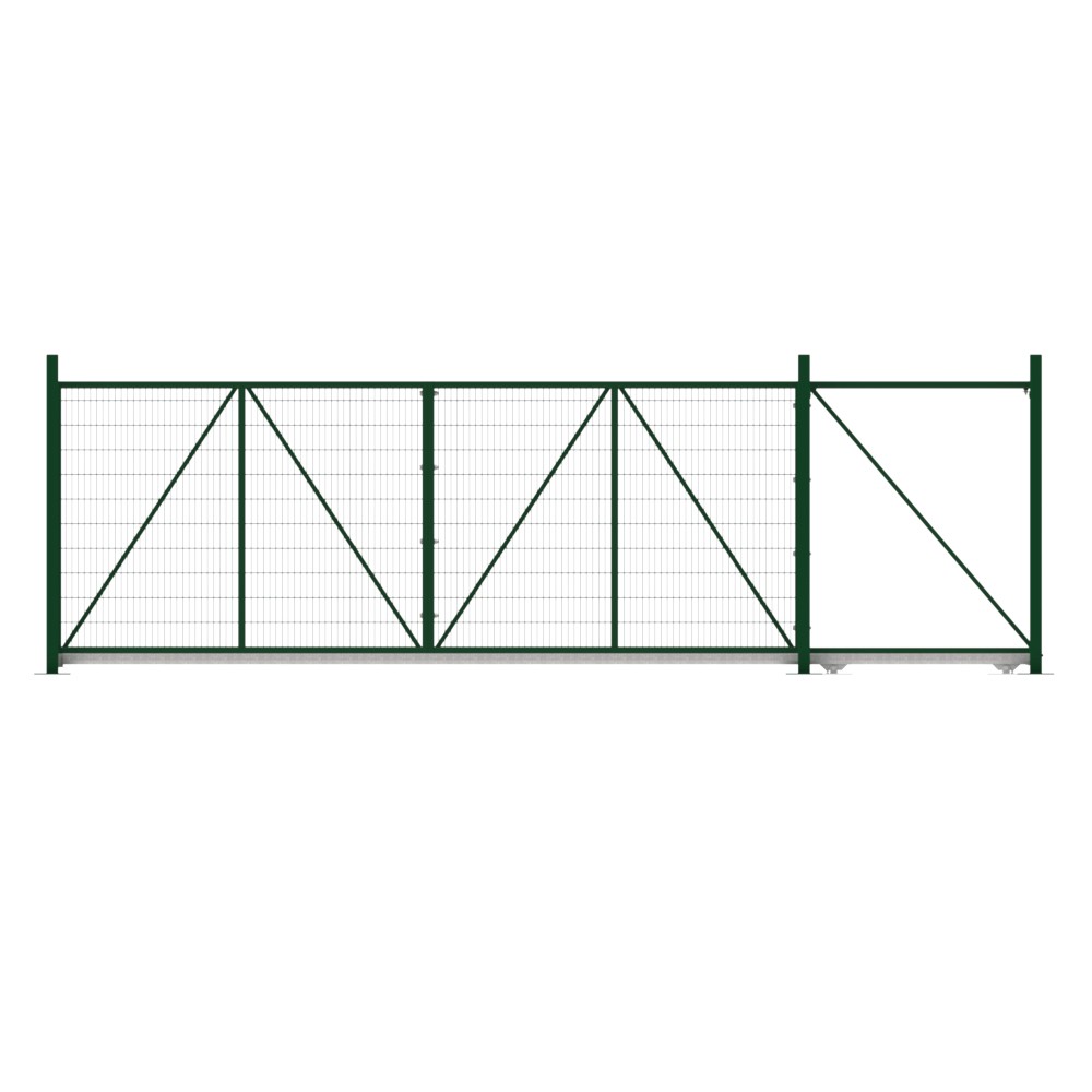 Cantilever Sliding Mesh Gate - 2.4H x 6m Green With Track & Accessories - RH Open
