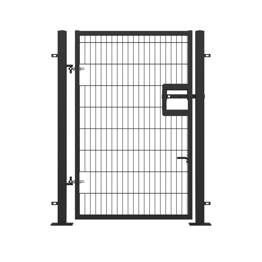Twin Wire Single Leaf Gate H 1.8 x 1.2m Black Powder Coated Finish Bolt-Down