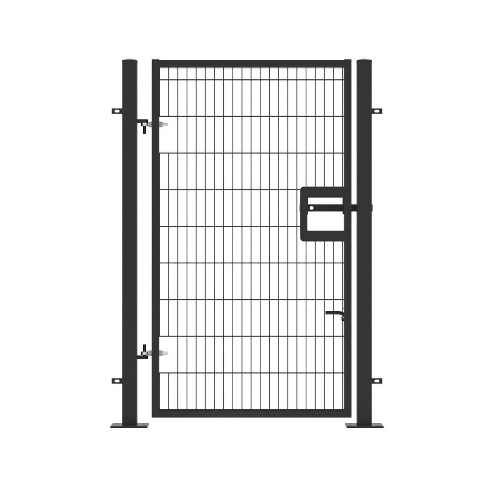 Twin Wire Single Leaf Gate H 2.0 x 1.2m Black Powder Coated Finish Bolt-Down