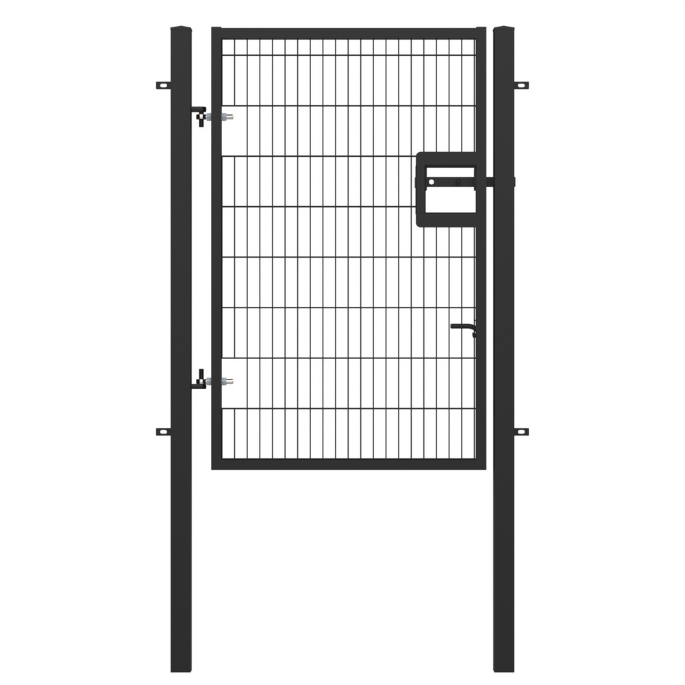 Twin Wire Single Leaf Gate H 1.8 x 1.2m Black Powder Coated Finish Concrete-In