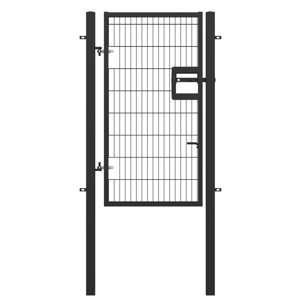 Twin Wire Single Leaf Gate H 1.8 x 1m Black Powder Coated Finish, Concrete-In