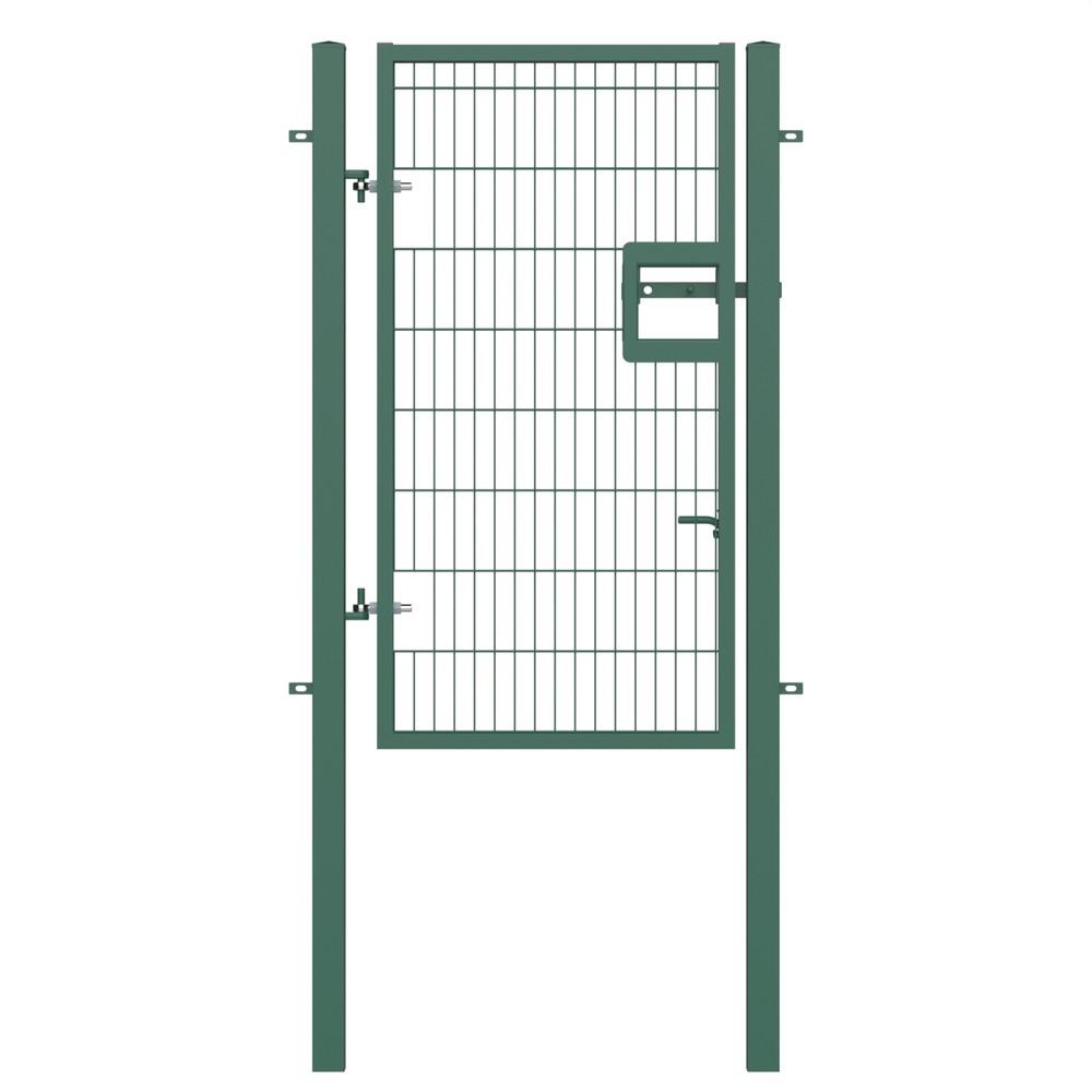 Twin Wire Single Leaf Gate H 1.8 x 1m Green Powder Coated Finish, Concrete-In