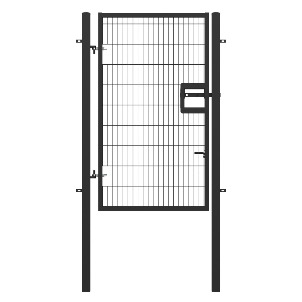 Twin Wire Single Leaf Gate H 2.0 x 1.2m Black Powder Coated Finish Concrete-In