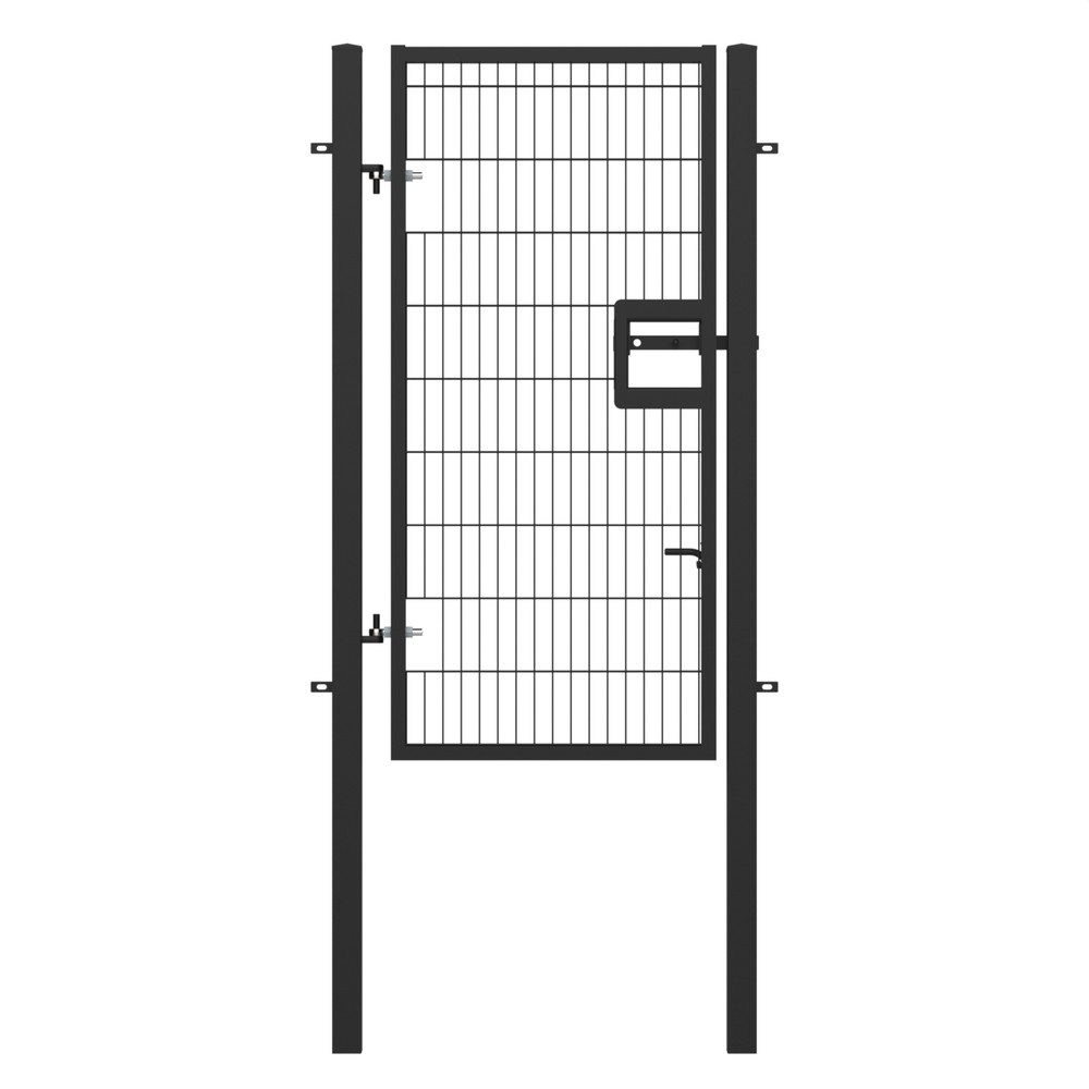 Twin Wire Single Leaf Gate H 2.0 x 1m Black Powder Coated Finish, Concrete-In