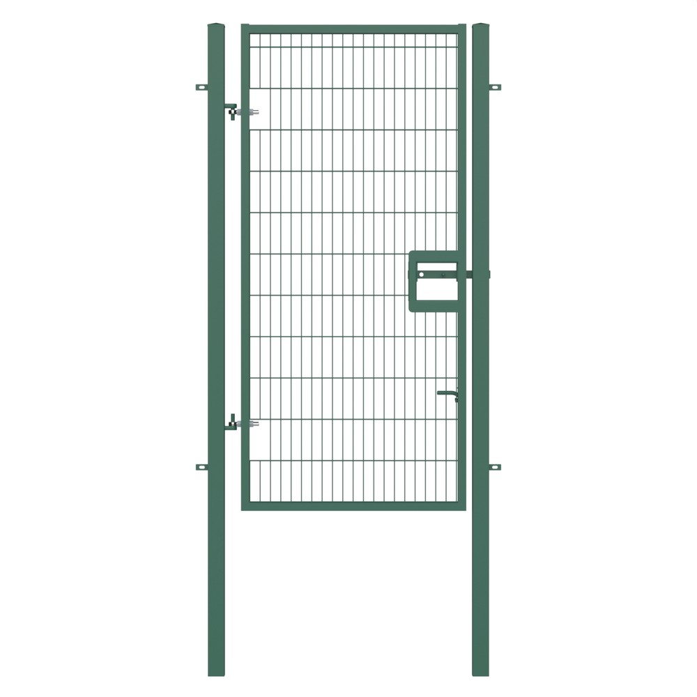 Twin Wire Single Leaf Gate H 2.4 x 1.2m Green Powder Coated Finish Concrete-In