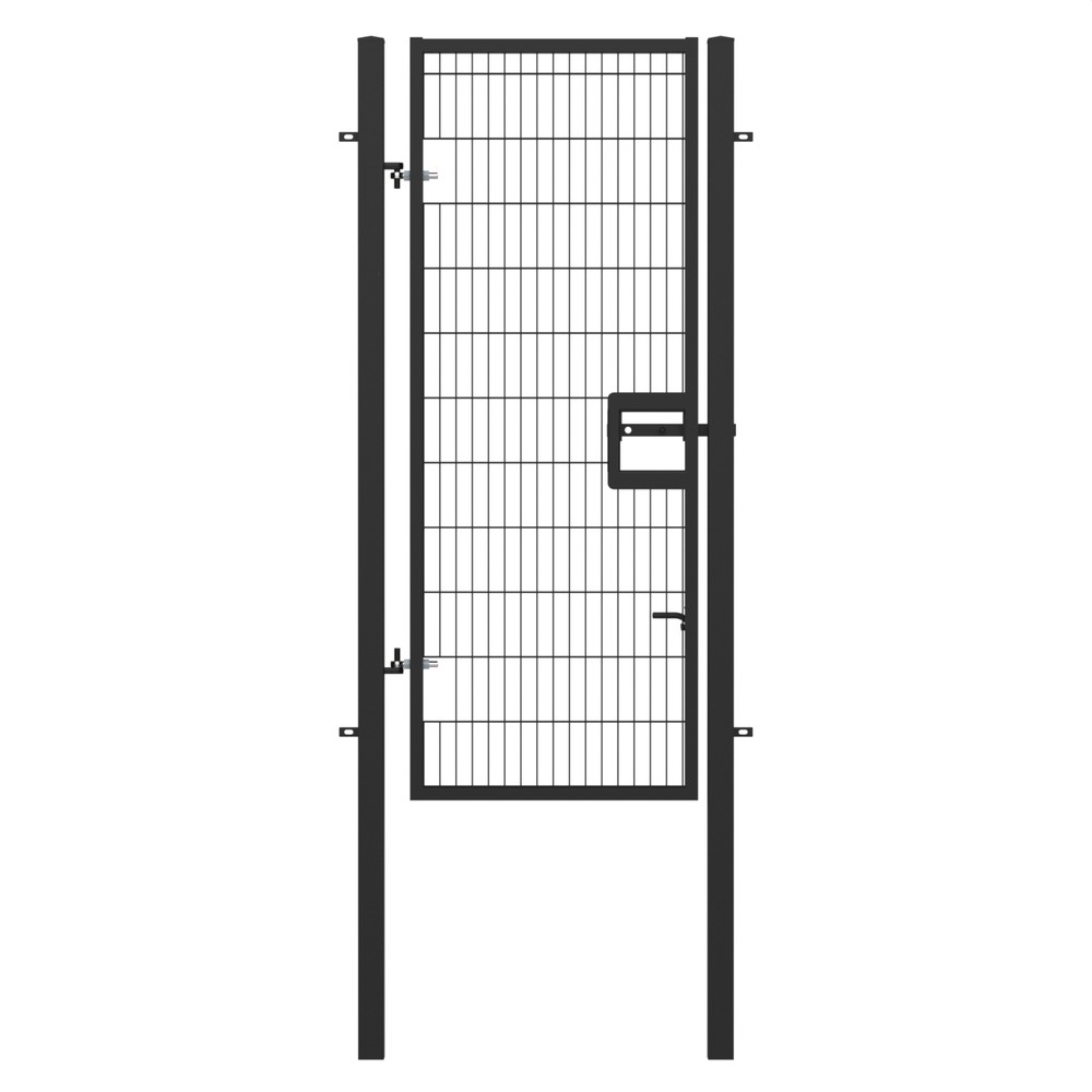 Twin Wire Single Leaf Gate H 2.4 x 1m Black Powder Coated Finish, Concrete-In