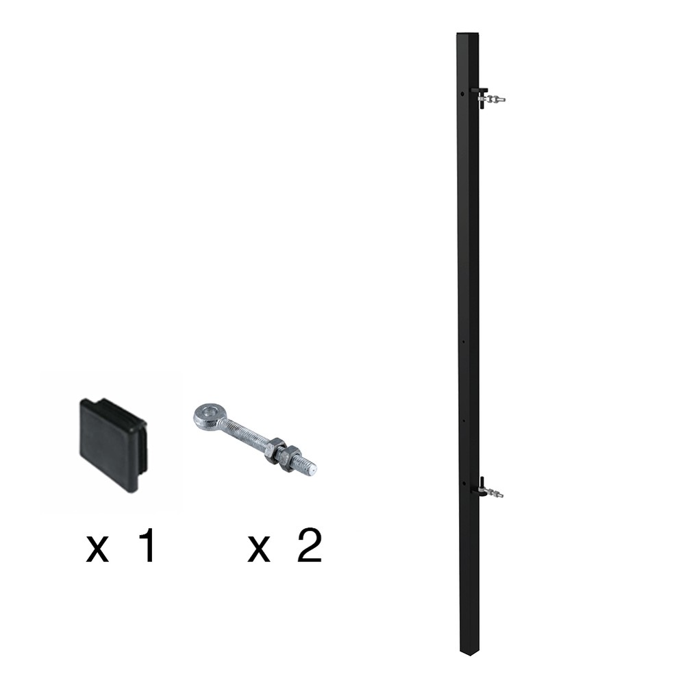 Estate Fencing - Corner/End Post - Black 40x40x1.6m High (Powder Coated)