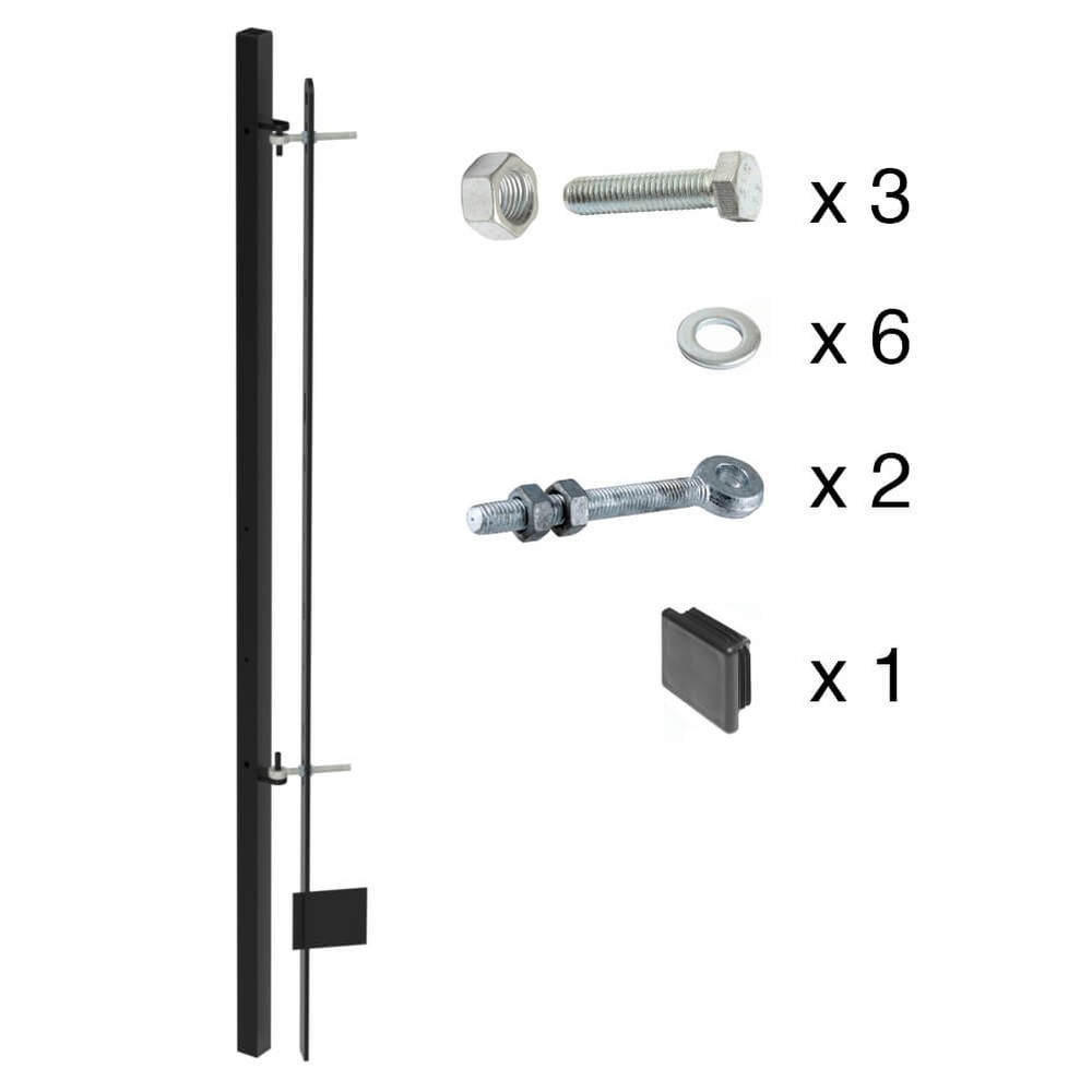 Estate Fencing 1.2m H Corner + End Post 40x40x1.6m O/A - PPC Black with Fixings