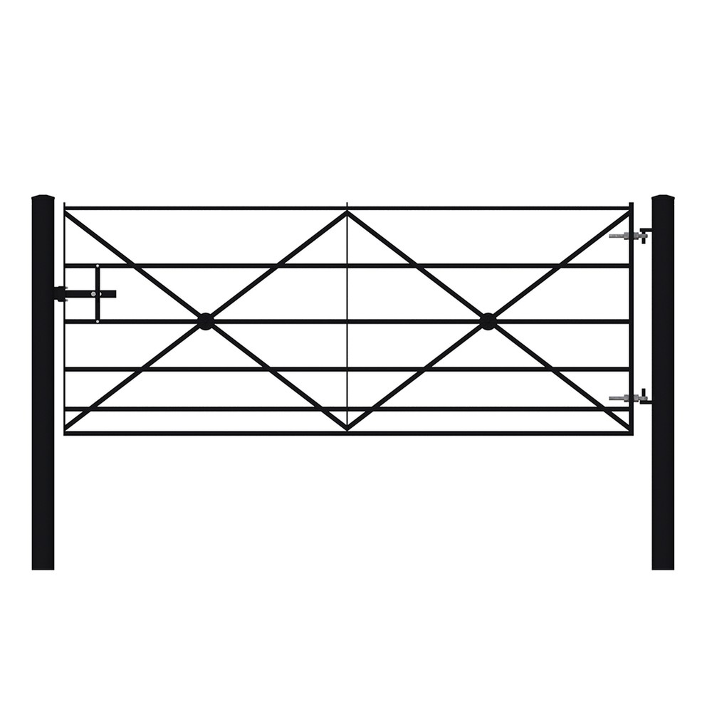 Estate Fencing Driveway Gate C/W Posts Supplied with Latch -Powder Coated Black