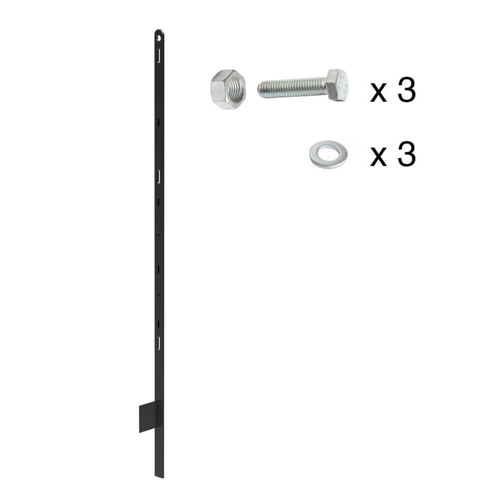 Estate Fencing - 1.2m H End Fixing Bar 1.6m O/A - Powder Coated Black - F H Brundle