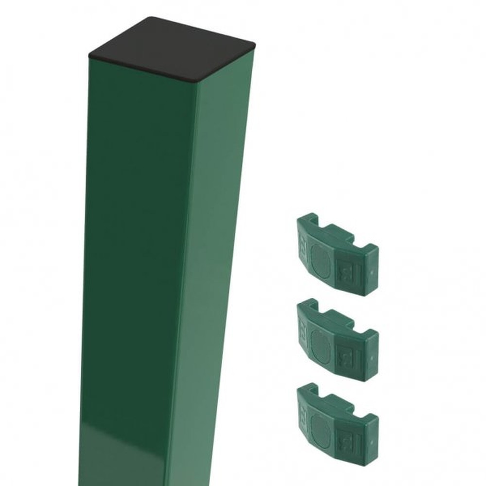 Green Mid/End Post For 0.9m High Fence With Fixings (1.5m Overall Length)