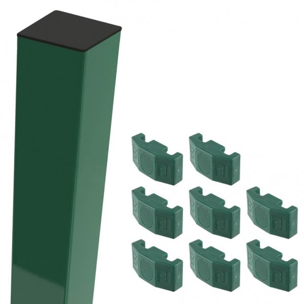 Green Corner Post For 1.2m High Fence With Fixings (1.8m Overall Length)