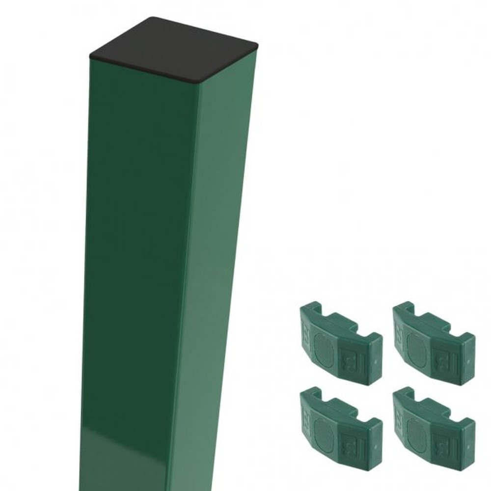 Green Mid/End Post For 1.5m High Fence With Fixings (2.1m Overall Length)