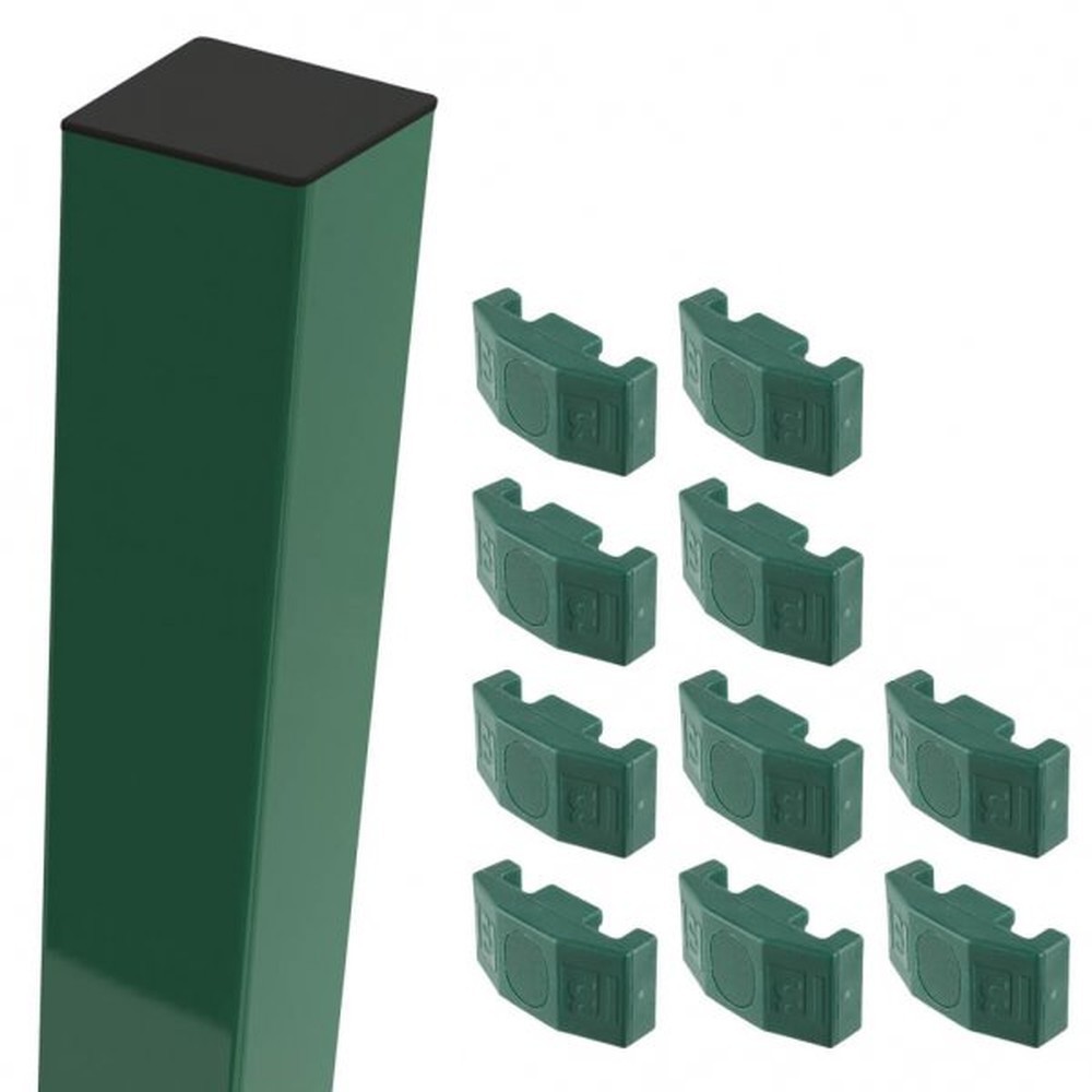 Green Corner Post For 1.8m High Fence With Fixings (2.5m Overall Length)