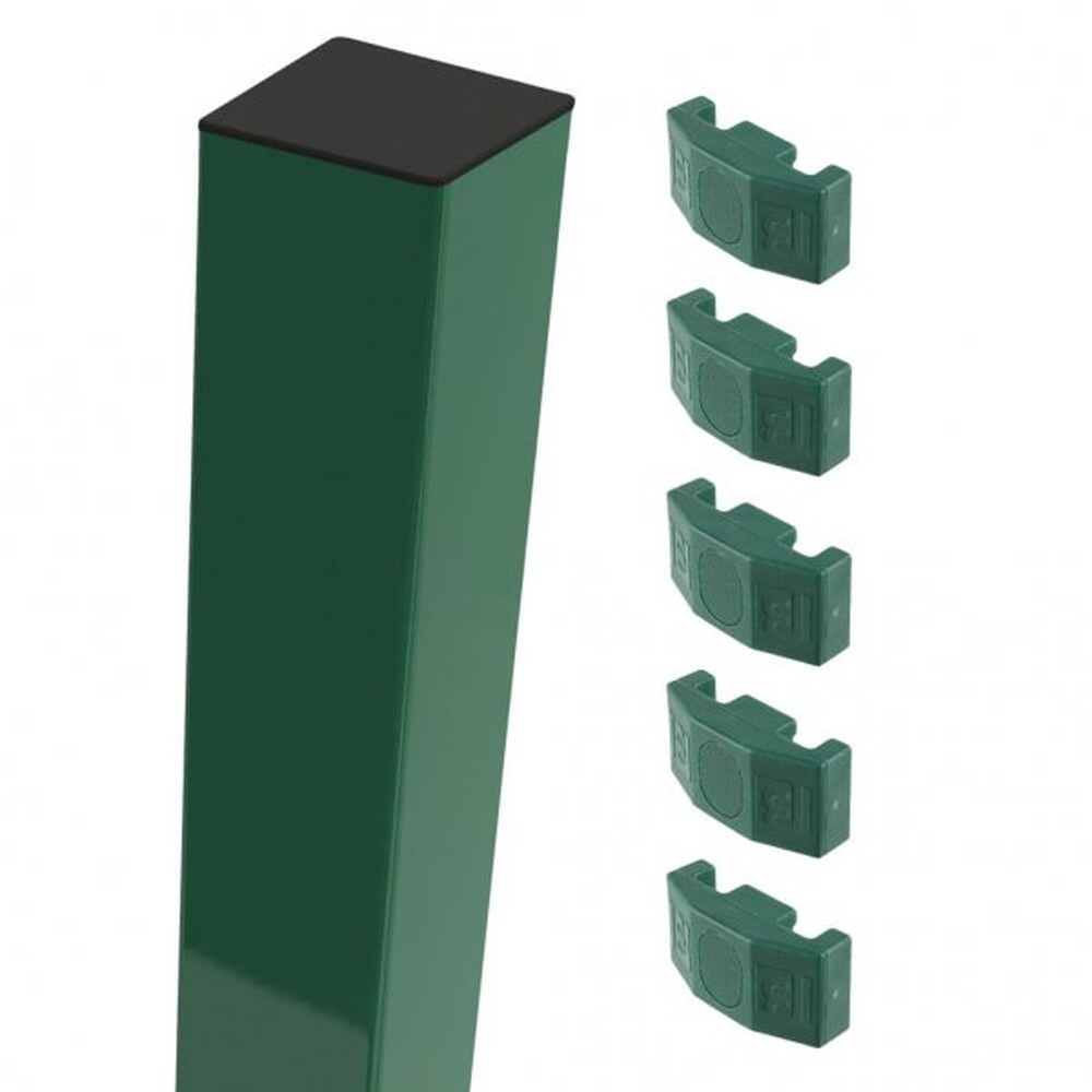 Green Mid/End Post For 1.8m High Fence With Fixings (2.5m Overall Length)
