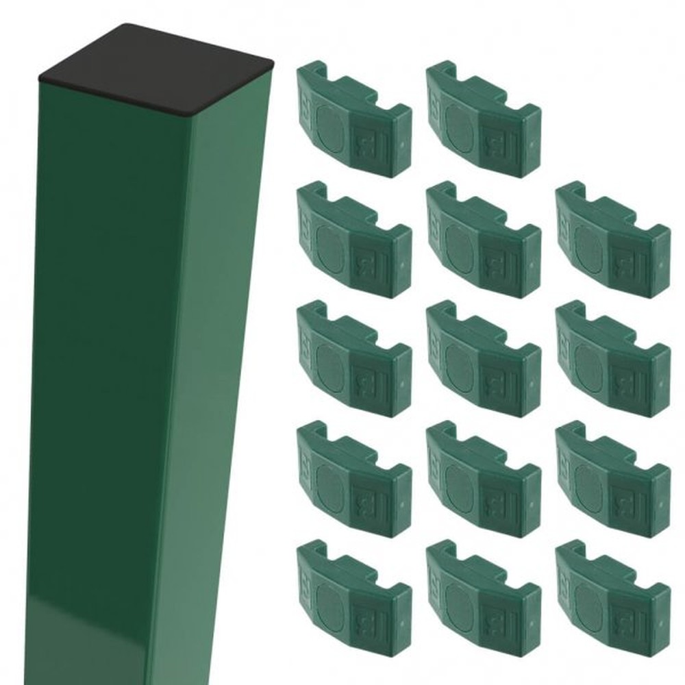 Green Corner Post For 2.4m High Fence With Fixings (3.1m Overall Length)