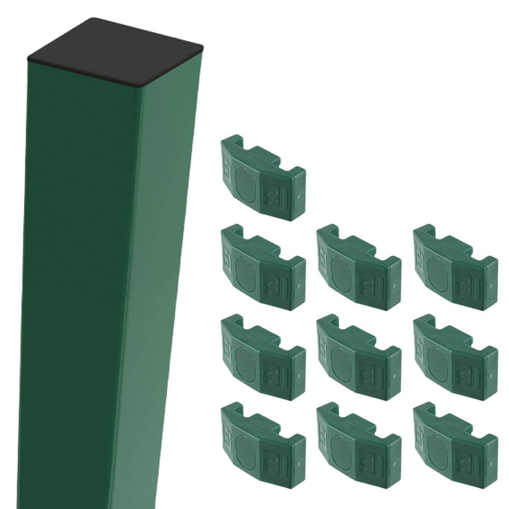 Green Nylofor 2D Super 1.8m Corner Post With Fixings (60 x 60 - 2.5m Overall Length)