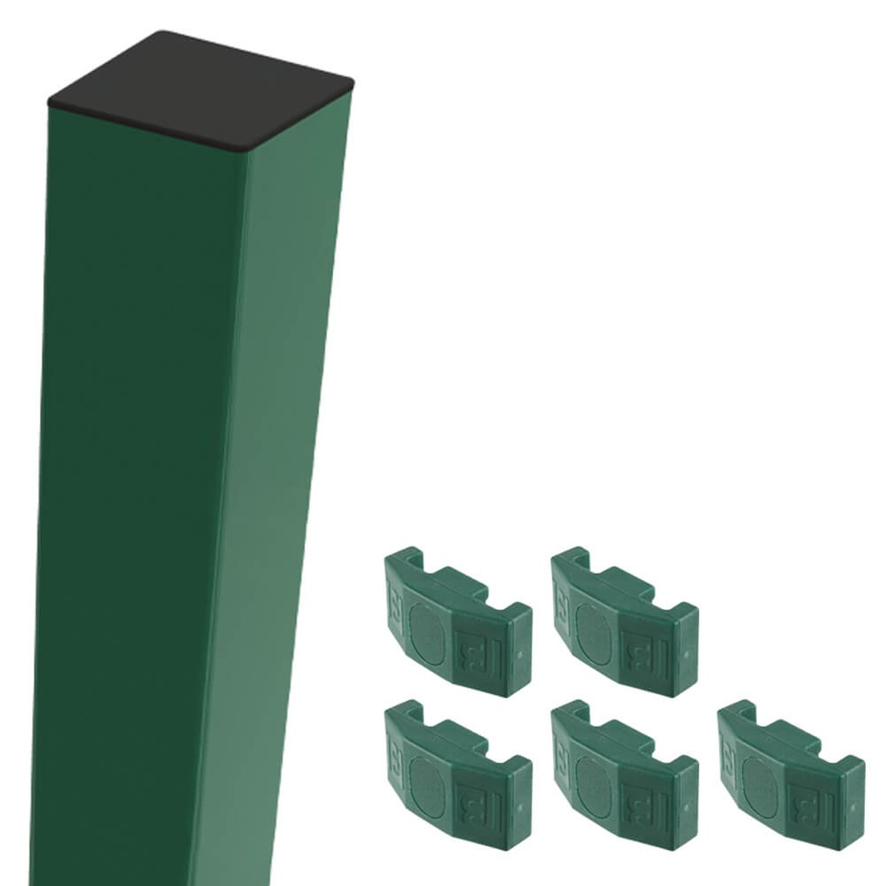 Green Nylofor 2D Super 1.8m Mid/End Post With Fixings (60 x 60 - 2.5m Overall Length)