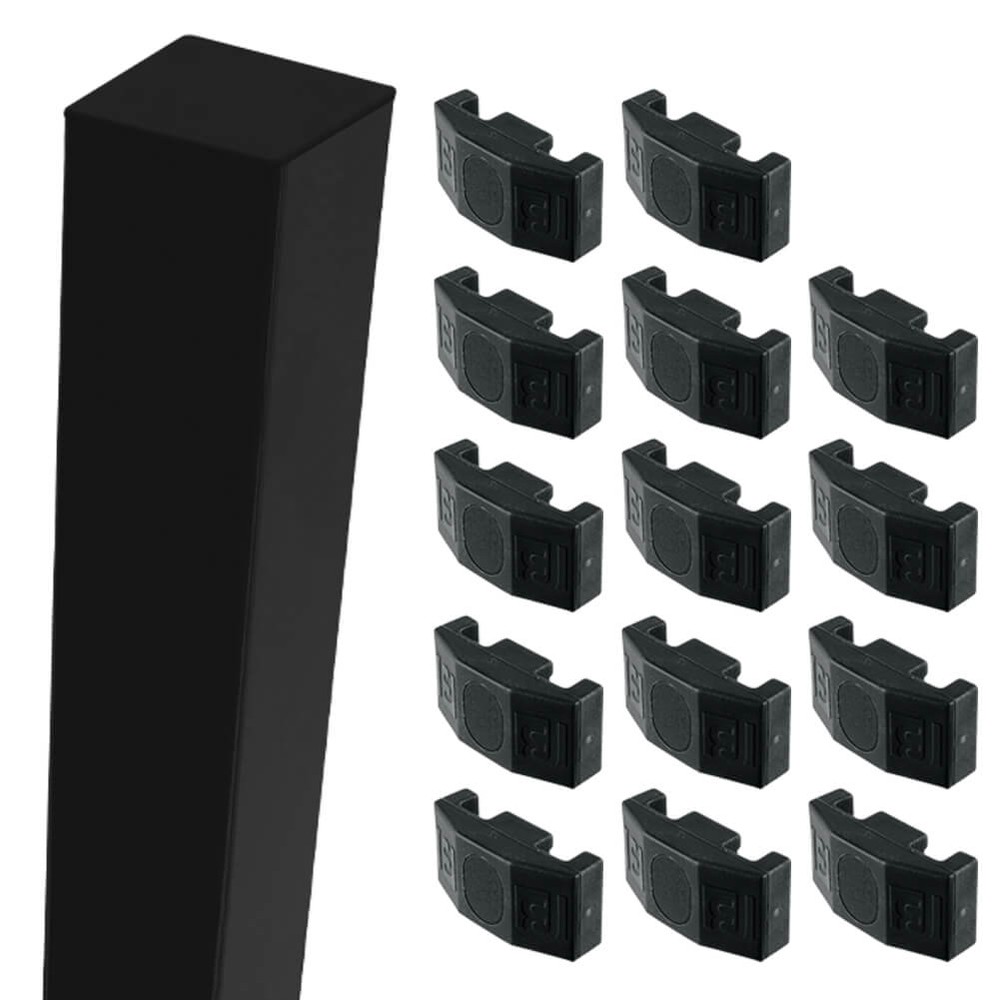 Black Nylofor 2D Super 2.4m Corner Post With Fixings (60 x 60 - 3.1m Overall Length)