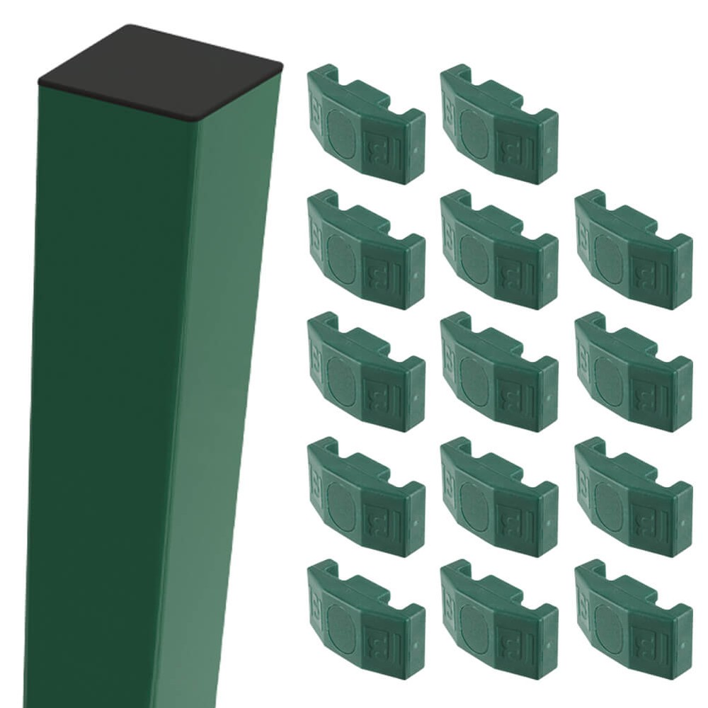 Green Nylofor 2D Super 2.4m Corner Post With Fixings (60 x 60 - 3.1m Overall Length)