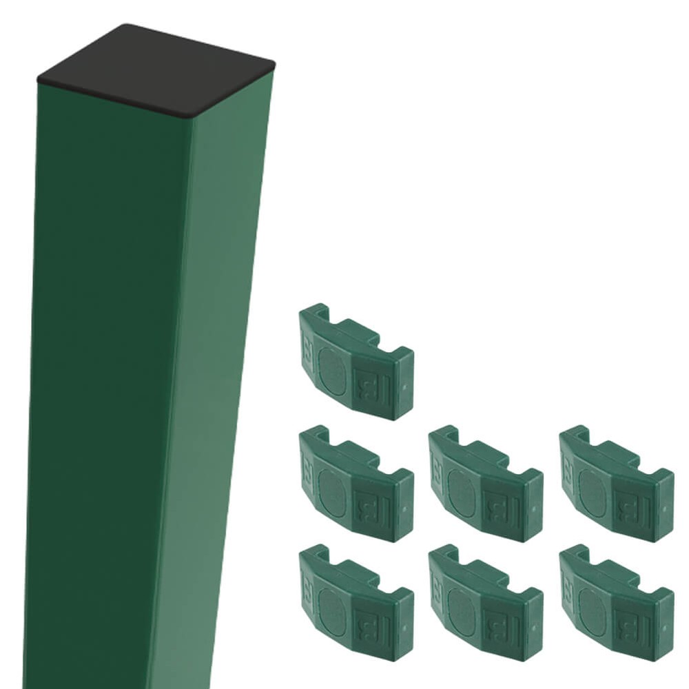 Green Nylofor 2D Super 2.4m Mid/End Post With Fixings (60 x 60 - 3.1m Overall Length)
