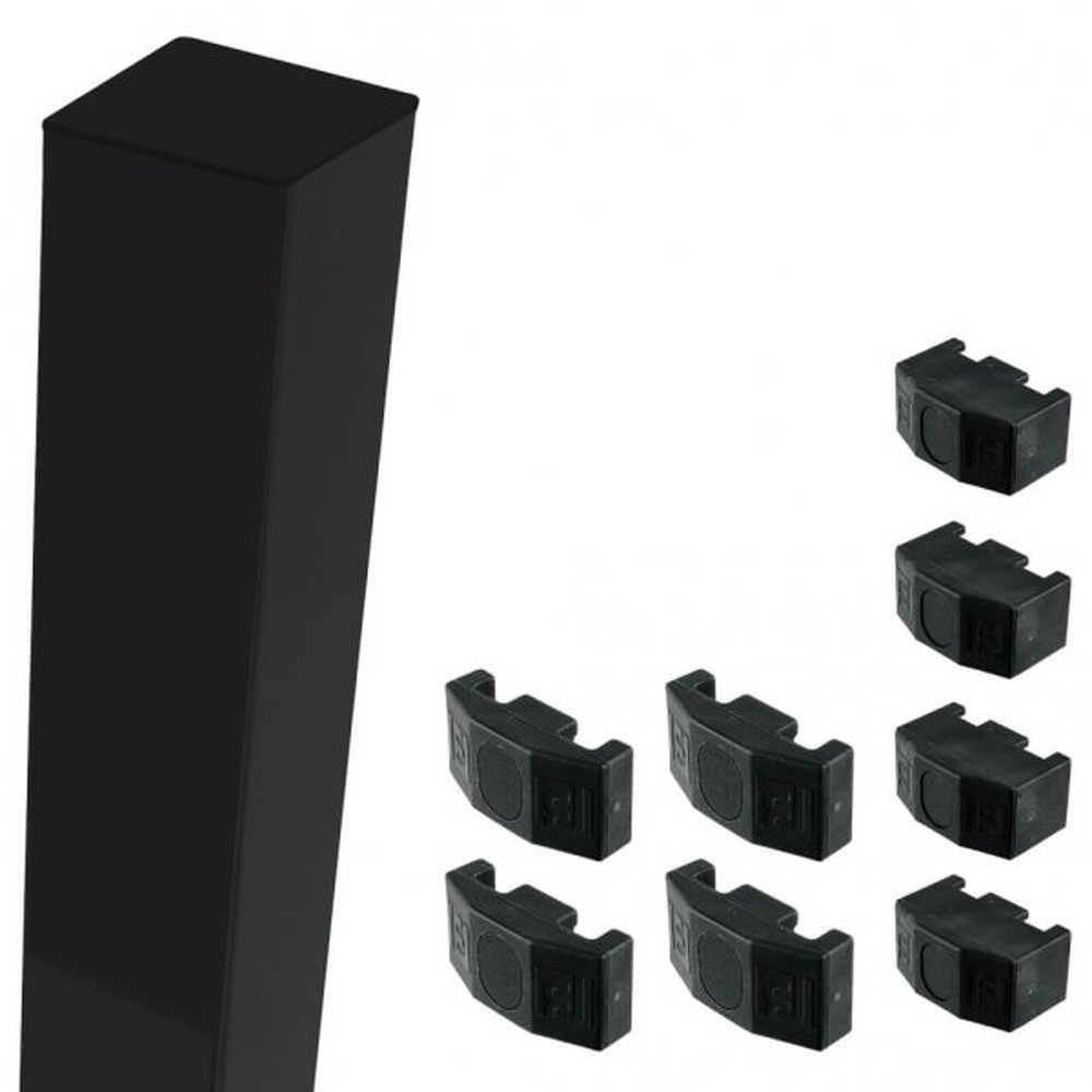 Black Corner Post For 1.2m High Fence With Fixings (1.8m Overall Length)