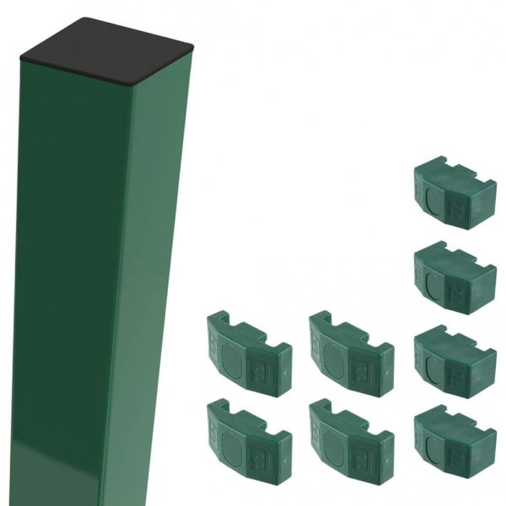 Green Corner Post For 1.2m High Fence With Fixings (1.8m Overall Length)