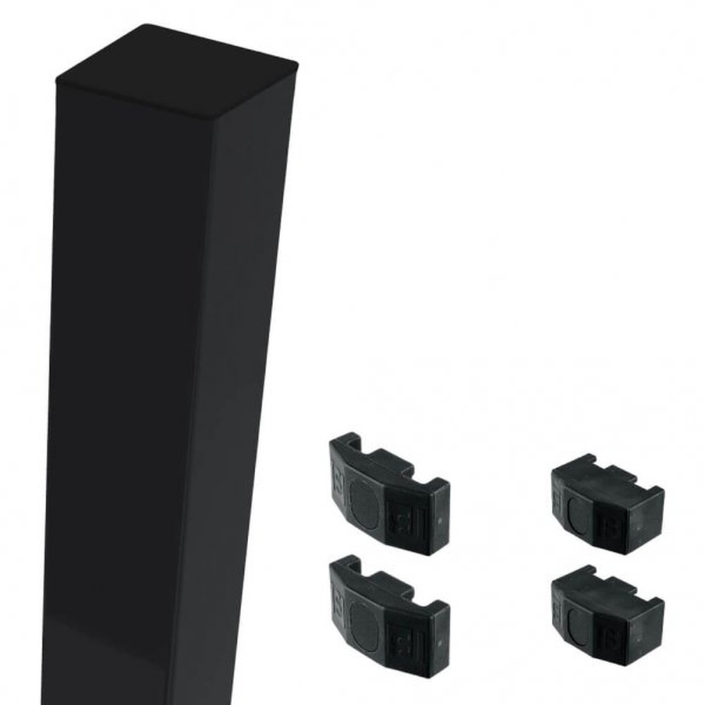 Black Mid/End Post For 1.2m High Fence With Fixings (1.8m Overall Length)
