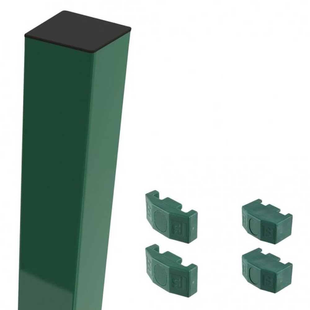 Green Mid/End Post For 1.2m High Fence With Fixings (1.8m Overall Length)