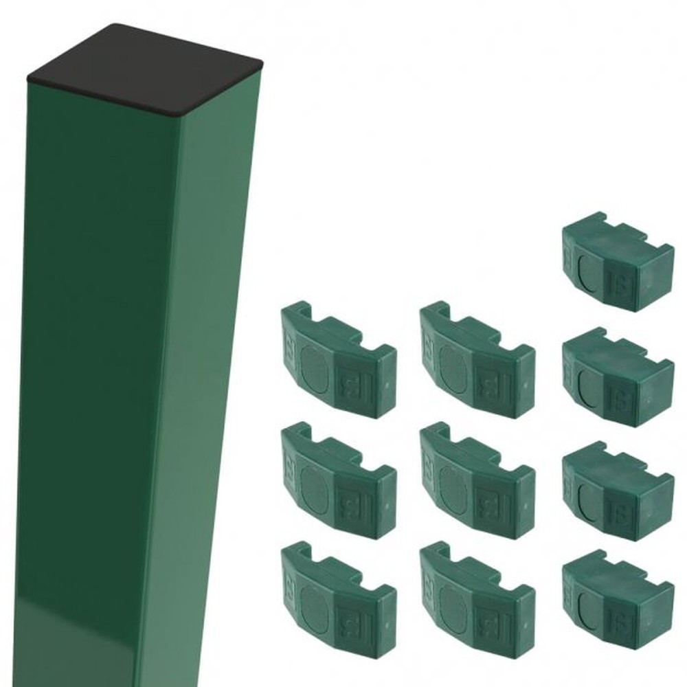 Green Corner Post For 1.7m High Fence With Fixings (2.4m Overall Length)