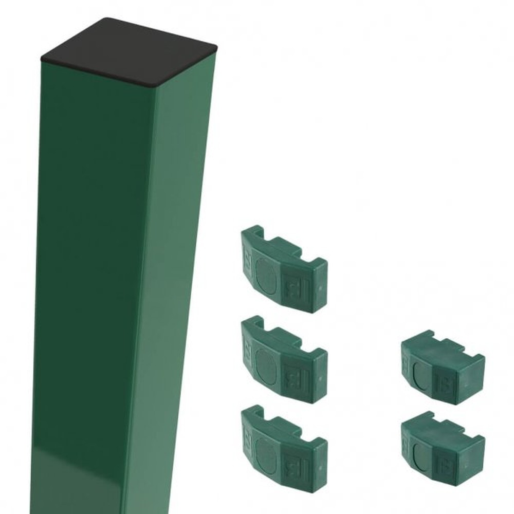 Green Mid/End Post For 1.7m High Fence With Fixings (2.4m Overall Length)