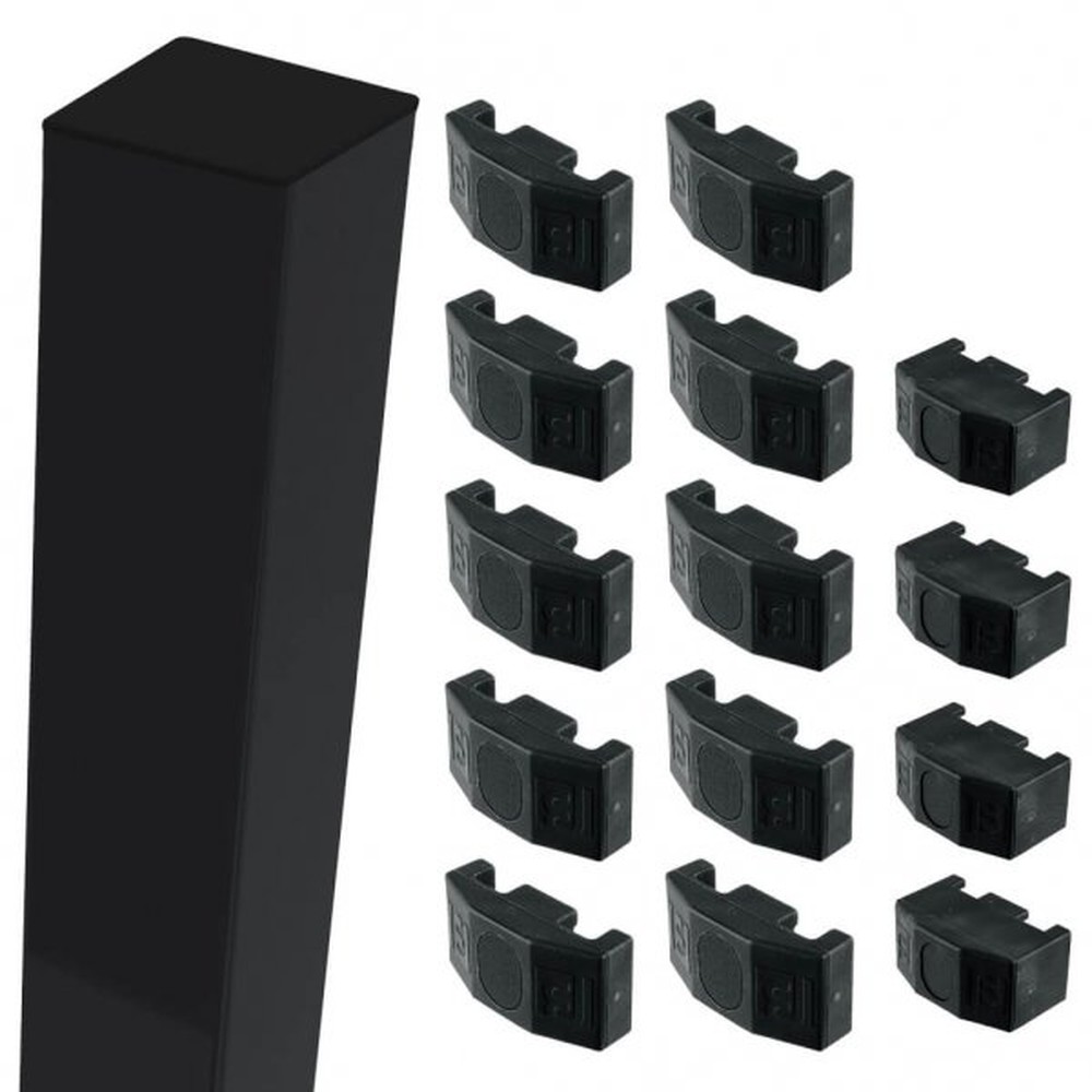 Black Corner Post For 2.4m High Fence With Fixings (3.1m Overall Length)