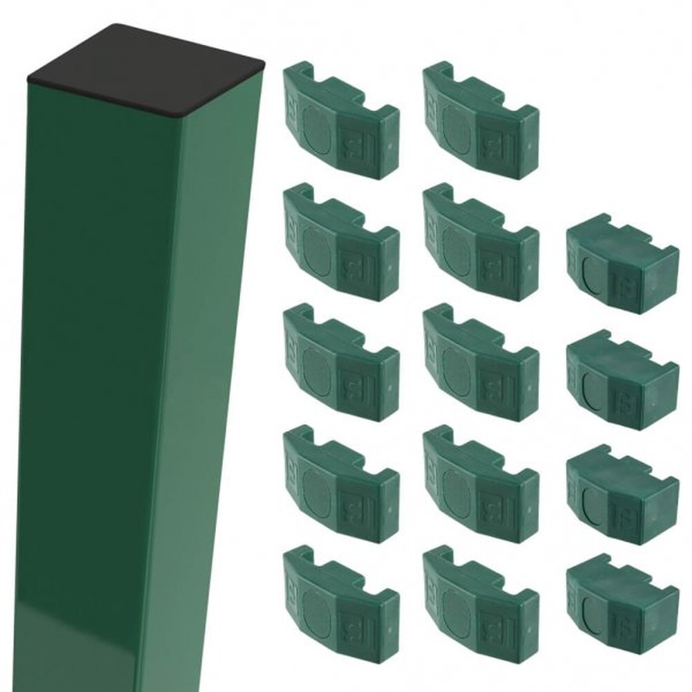 Green Corner Post For 2.4m High Fence With Fixings (3.1m Overall Length)