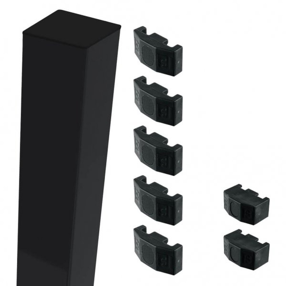 Black Mid/End Post For 2.4m High Fence With Fixings (3.1m Overall Length)