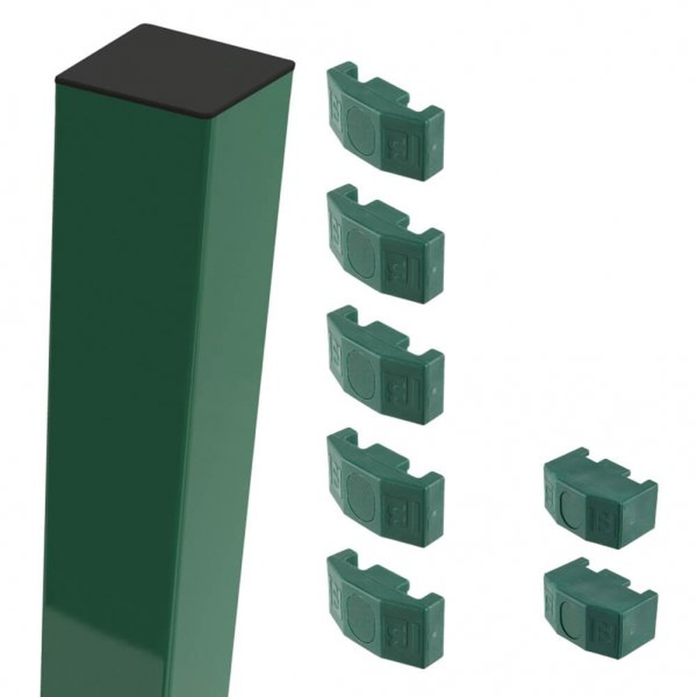 Green Mid/End Post For 2.4m High Fence With Fixings (3.1m Overall Length)