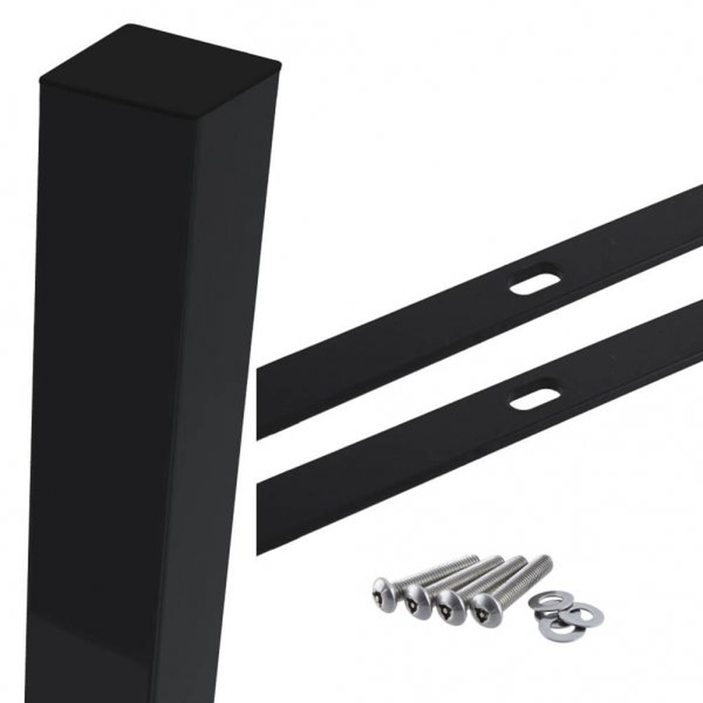 Black Corner Post For 1.2m High Fence With Fixings (1.8m Overall Length)
