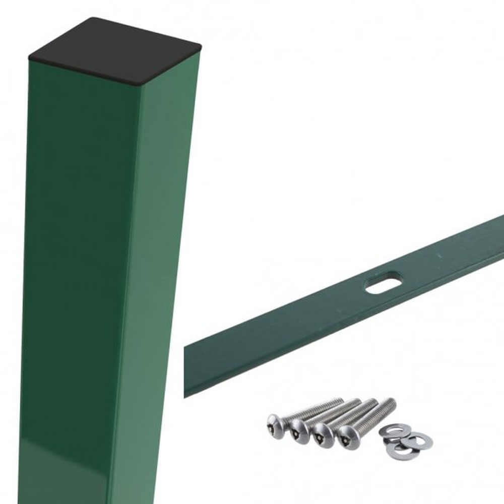 Green Mid/End Post For 1.2m High Fence With Fixings (1.8m Overall Length)