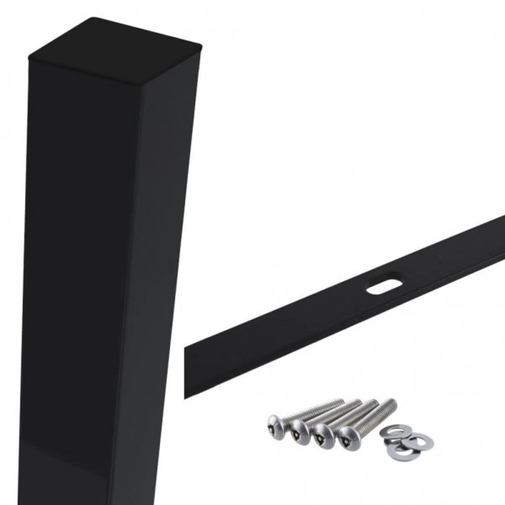 Black Mid/End Post For 2.4m High Fence With Fixings (3.1m Overall Length)