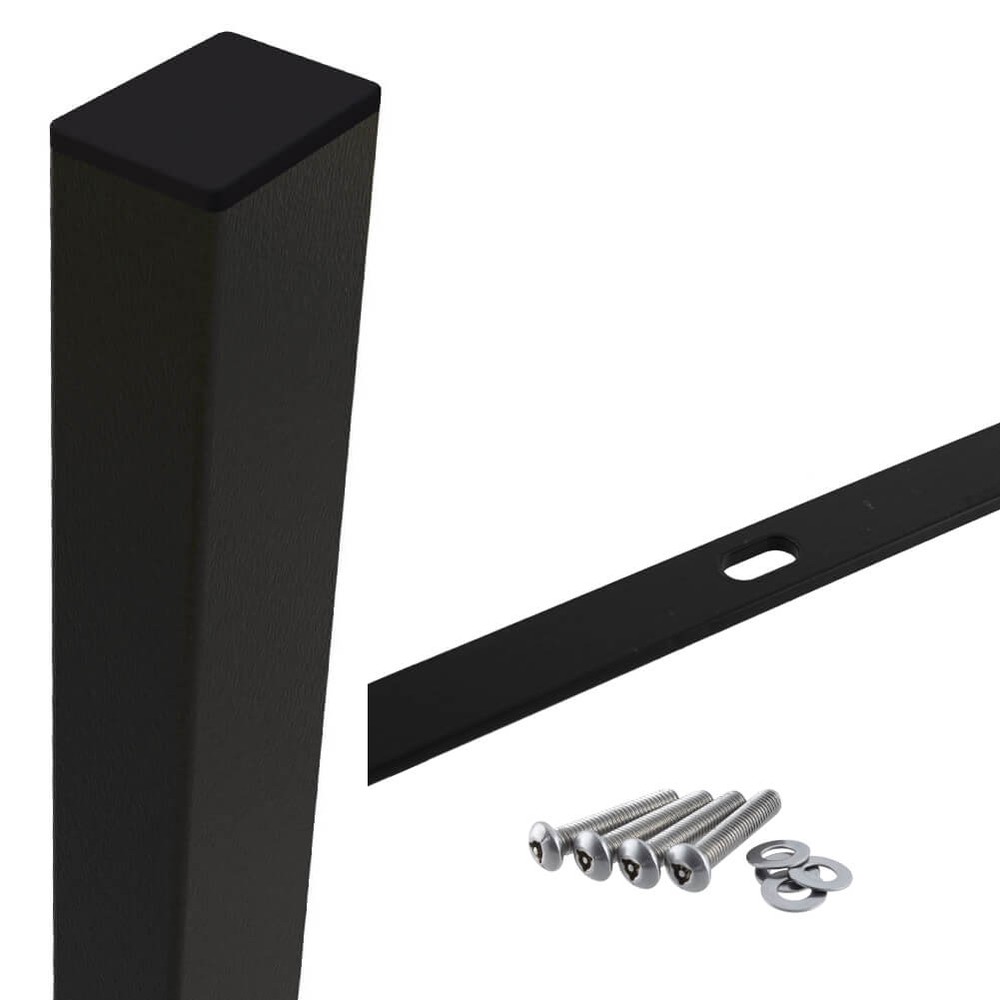 Black Securifor Mid/End Post For 2.0m With Fixings (80 x 60 - 2.7m O/A Length)