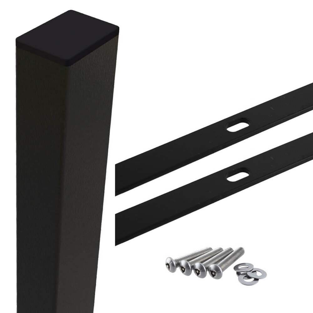 Black Securifor Corner Post For 2.4m With Fixings (80 x 60 - 3.1m O/A Length)